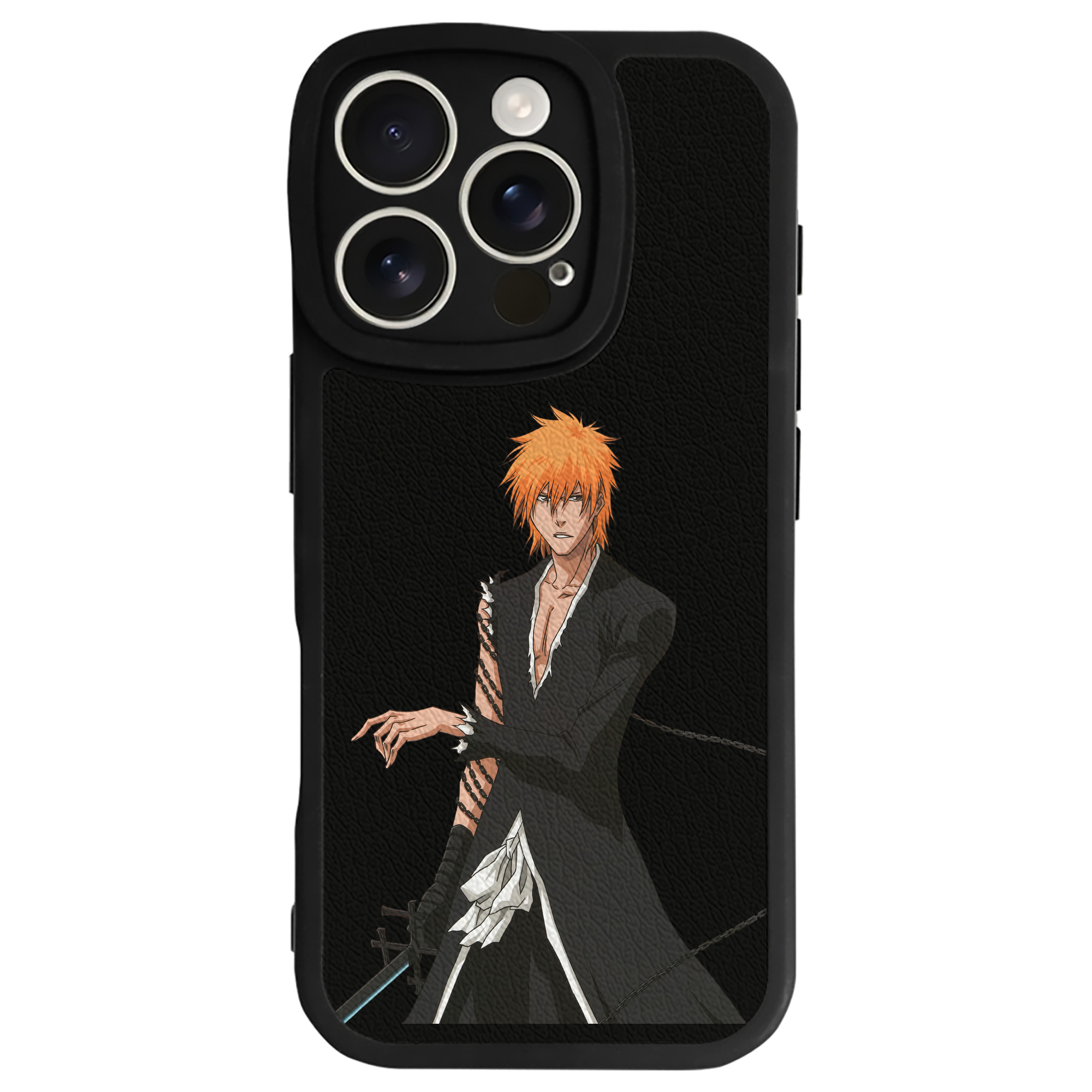 ブリーチ 黒崎一護（くろさき いちご）BLEACH Kurosaki Ichigo 【iPhone 16シリーズ対応】シリコンスマホケース（レザー調） 材質：シリコン